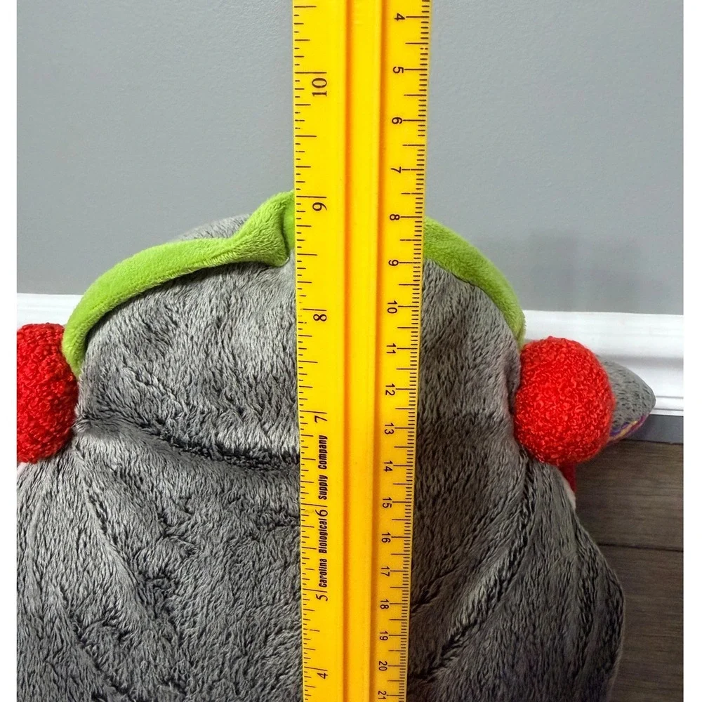 Pier 1 Imports‎ Penguin Plush Stuffed Animal Red Earmuffs Plaid Feet Winter